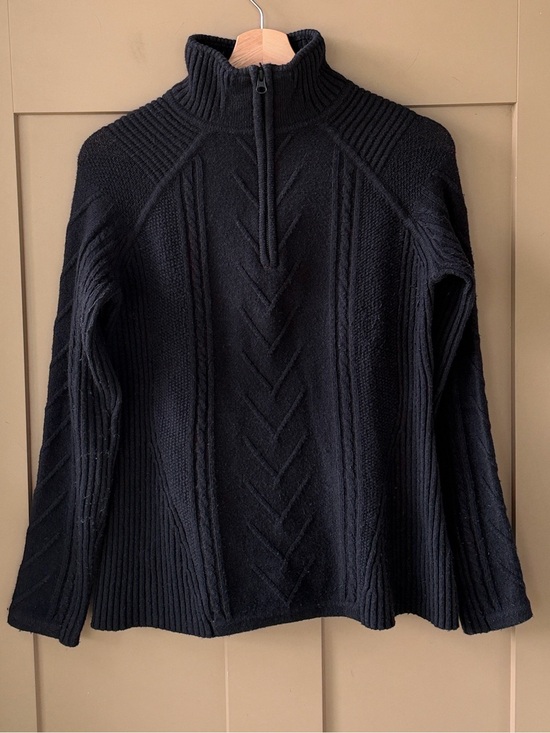Smartwool Sweaters - Smartwool Sz S Black Marquette Cable-Knit Half-Zip Turtleneck Sweater Merino Woo